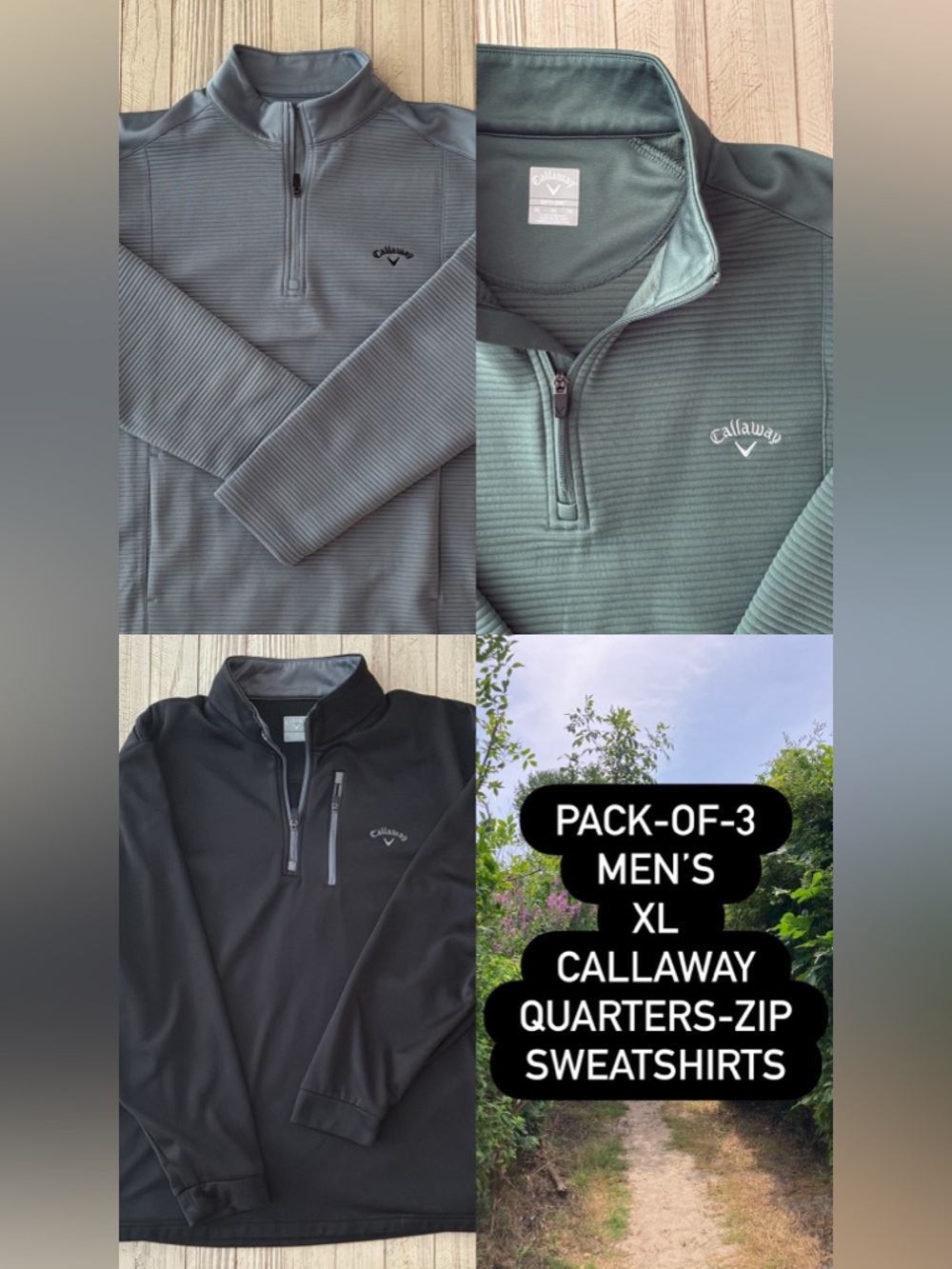 Callaway Men's XL Quarter-Zip Sweatshirts (Pack of 3)